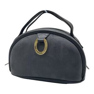 Christian Dior Rare Vintage Trotter Canvas leather Black Oval Logo Hand bag